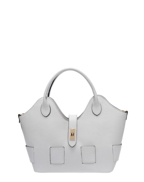 SS26 RM 153T witte leren handtas - 19x27x16,5 cm