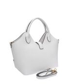 SS26 RM 153T weiße Lederhandtasche - 19x27x16,5 cm