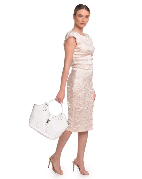 SS26 RM 153T witte leren handtas - 19x27x16,5 cm