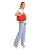 SS26 IR 8170 rode leren schoudertas - 27x32x11 cm