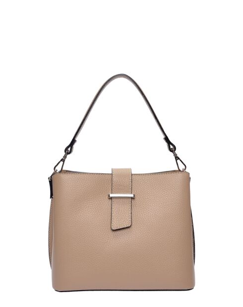 SS26 IR 188 taupe leren draagtas - 21x25x13 cm