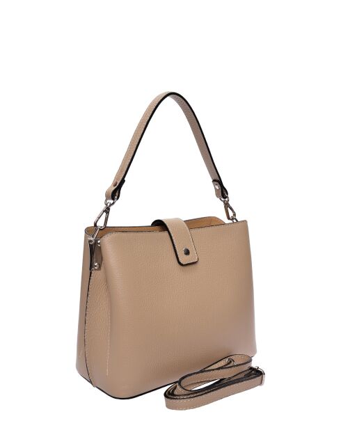 SS26 IR 188 taupe leren draagtas - 21x25x13 cm