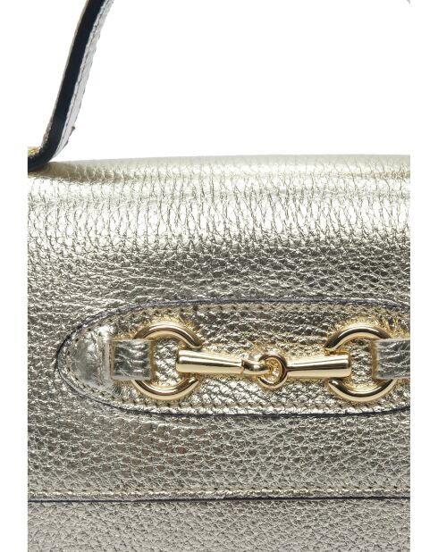 SS26 IR SBV 6 gouden leren schoudertas - 11x19x18,5 cm