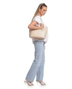 SS26 IR 176 beige leren schoudertas - 26x29x9,5 cm