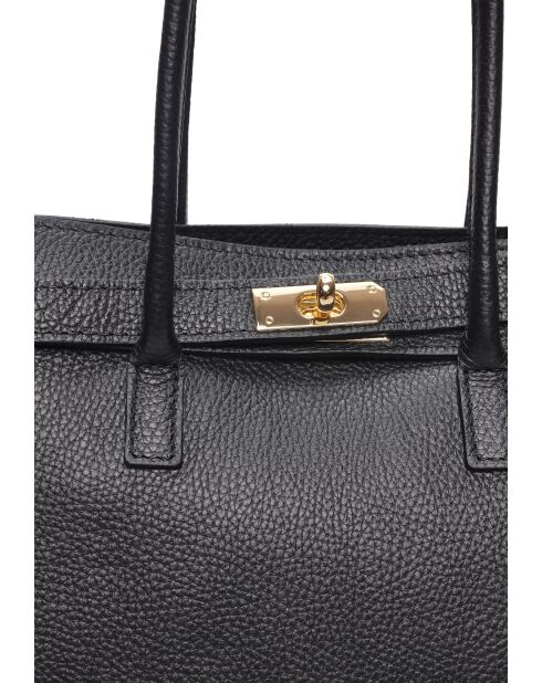 SS26 IR 177T Schultertasche aus schwarzem Leder - 26x32x10 cm