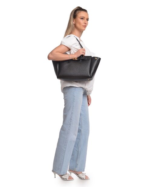 SS26 IR 177T Schultertasche aus schwarzem Leder - 26x32x10 cm