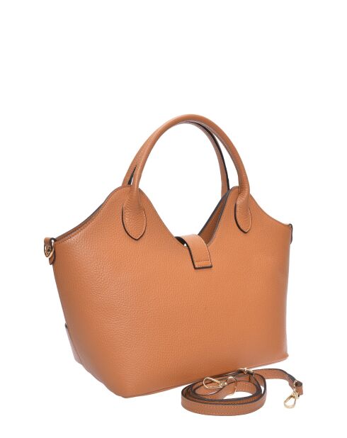 SS26 RM 153T Handtasche aus cognacfarbenem Leder - 19x27x16,5 cm