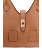SS26 RM 153T Handtasche aus cognacfarbenem Leder - 19x27x16,5 cm