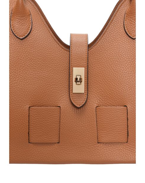 SS26 RM 153T Handtasche aus cognacfarbenem Leder - 19x27x16,5 cm