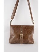 Otis taupe leren schoudertas - 23 x 25 x 4 cm