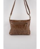 Otis taupe leren schoudertas - 23 x 25 x 4 cm