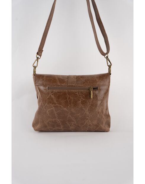 Otis taupe leren schoudertas - 23 x 25 x 4 cm