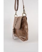 Otis taupe leren schoudertas - 23 x 25 x 4 cm