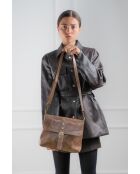 Otis taupe leren schoudertas - 23 x 25 x 4 cm