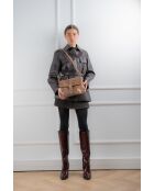 Otis taupe leren schoudertas - 23 x 25 x 4 cm