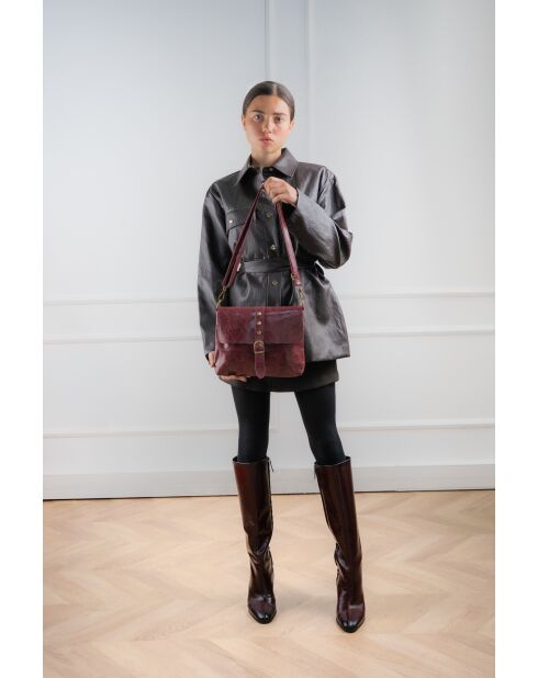 Bandolera de piel Otis burdeos - 23 X 25 X 4 cm