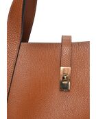 SS26 IR 121 Handtasche aus cognacfarbenem Leder - 20x30x12 cm