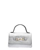 SS26 IR SBV 6 Schultertasche aus silberfarbenem Leder - 11x19x18,5 cm