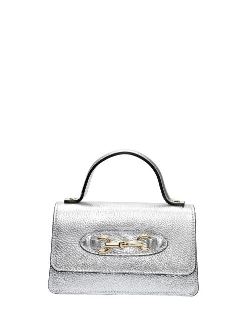 SS26 IR SBV 6 zilverkleurige leren schoudertas - 11x19x18,5 cm