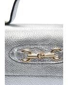 SS26 IR SBV 6 Schultertasche aus silberfarbenem Leder - 11x19x18,5 cm