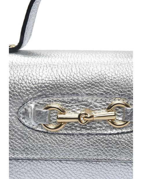 SS26 IR SBV 6 zilverkleurige leren schoudertas - 11x19x18,5 cm