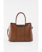 Olivia camel leren schoudertas - 25 x 19 x 12 cm