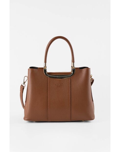 Olivia camel leren schoudertas - 25 x 19 x 12 cm