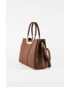 Olivia camel leren schoudertas - 25 x 19 x 12 cm