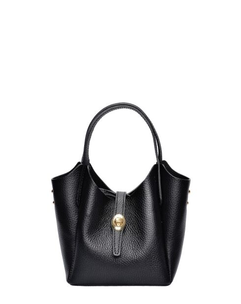 SS26 IR 180T Tragetasche aus schwarzem Leder - 14x16x10 cm