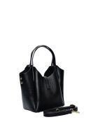 SS26 IR 180T Tragetasche aus schwarzem Leder - 14x16x10 cm