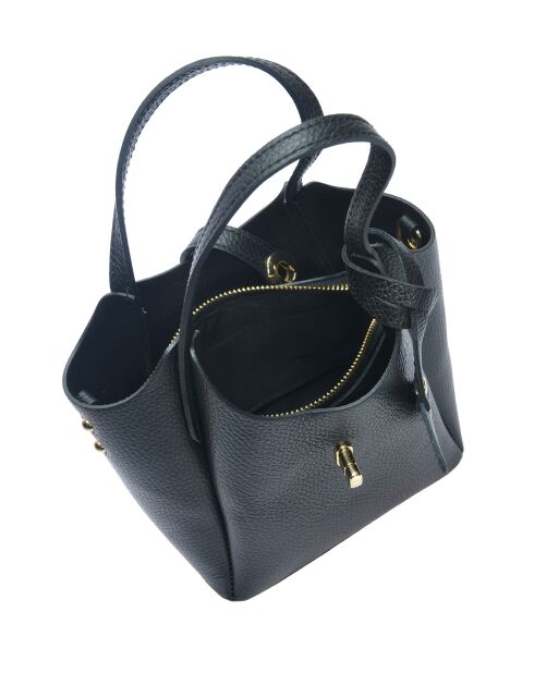 SS26 IR 180T Tragetasche aus schwarzem Leder - 14x16x10 cm