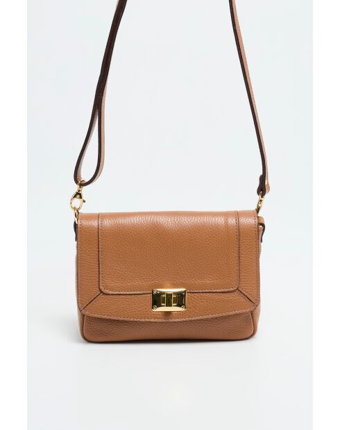 Gaby camel leren schoudertas - 21 x 15 x 7 cm