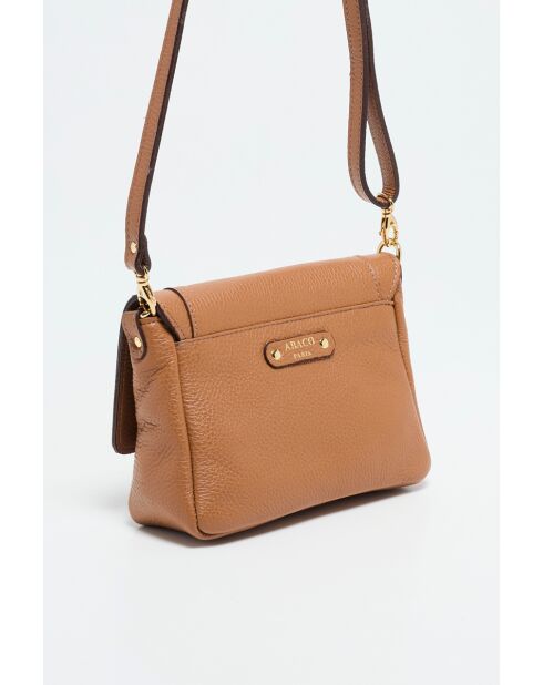 Gaby camel leren schoudertas - 21 x 15 x 7 cm