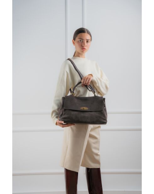 Borsa a mano in pelle Mick marrone - 40x25x14cm