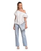 SS26 IR 188 Tragetasche aus himmelblauem Leder, 21 x 25 x 13 cm