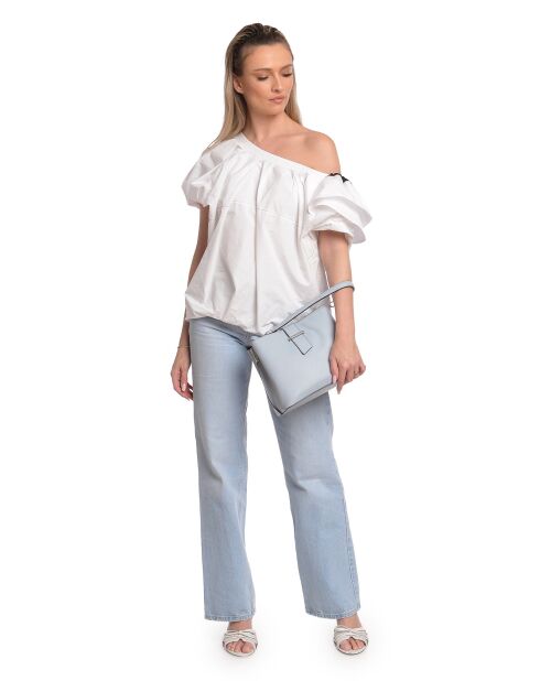 SS26 IR 188 hemelsblauwe leren draagtas - 21x25x13 cm