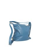 Effia lichtblauwe leren schoudertas - 36 x 31 x 14cm