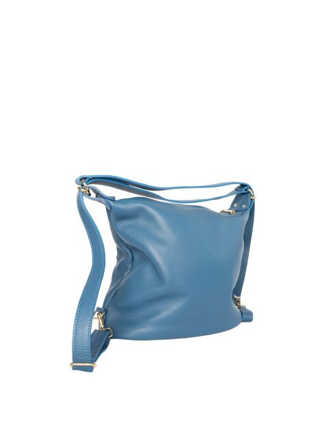 Effia lichtblauwe leren schoudertas - 36 x 31 x 14cm