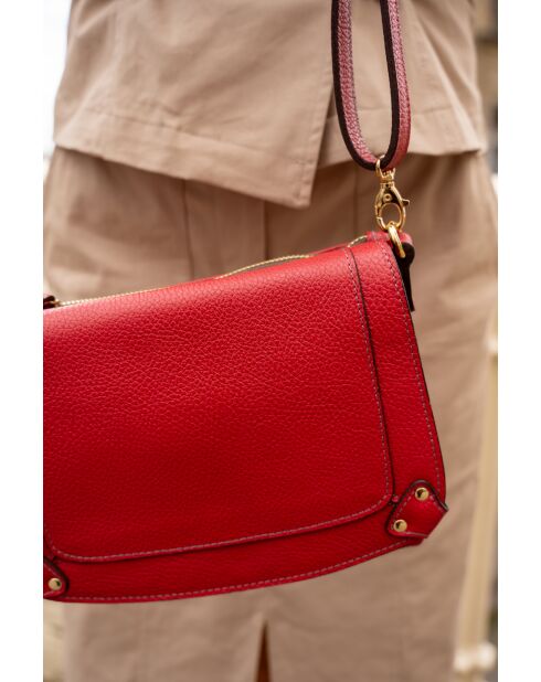 Rode leren schoudertas Bayne - 22,5 x 16 x 3,5 cm