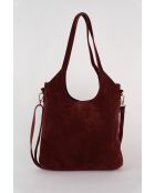 Dane bordeauxrode suède schoudertas - 27 x 17 x 7 cm