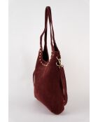 Dane bordeauxrode suède schoudertas - 27 x 17 x 7 cm