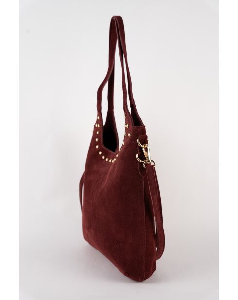 Dane bordeauxrode suède schoudertas - 27 x 17 x 7 cm