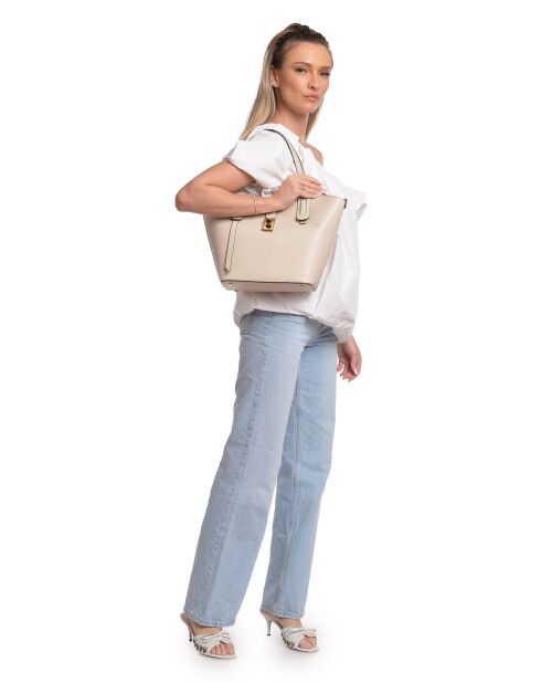SS26 IR TSBV 31 Schultertasche aus beigem Leder - 24x29x13 cm