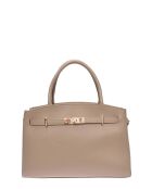 SS26 IR 181T taupe leren draagtas - 22,5x31x9 cm
