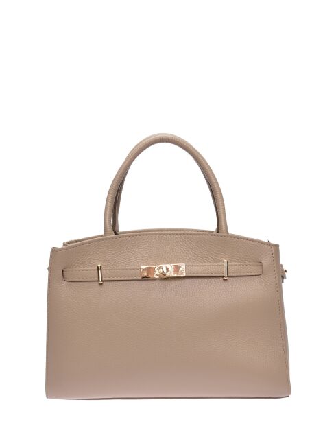 SS26 IR 181T Tragetasche aus taupefarbenem Leder, 22,5 x 31 x 9 cm