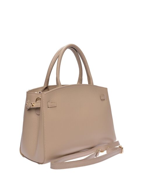 SS26 IR 181T Tragetasche aus taupefarbenem Leder, 22,5 x 31 x 9 cm