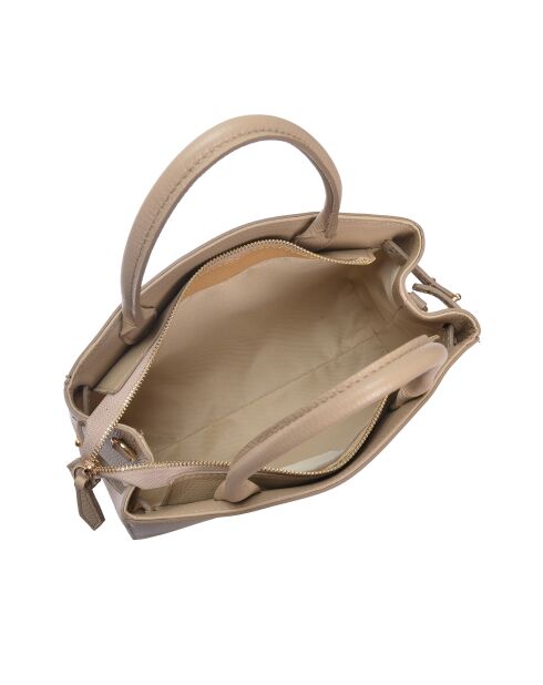 SS26 IR 181T Tragetasche aus taupefarbenem Leder, 22,5 x 31 x 9 cm