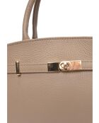 SS26 IR 181T taupe leren draagtas - 22,5x31x9 cm