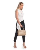 SS26 IR 181T taupe leren draagtas - 22,5x31x9 cm