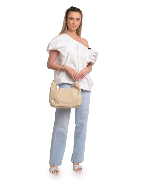 SS26 IR 8170 Schultertasche aus beigem Leder - 27x32x11 cm
